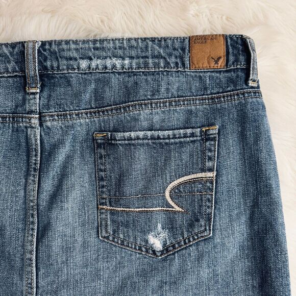 American Eagle Denim Mini Skirt 14 (37x12.5) Blue Distressed Button Cotton Women - Picture 10 of 10